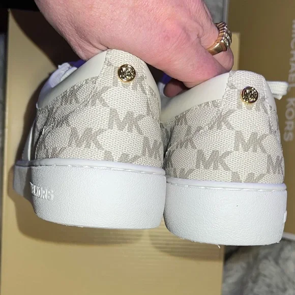 Michael Kors JUNO STRIPE LACE UP MK HERITAGE CANVAS VANILLA - Picture 5 of 8